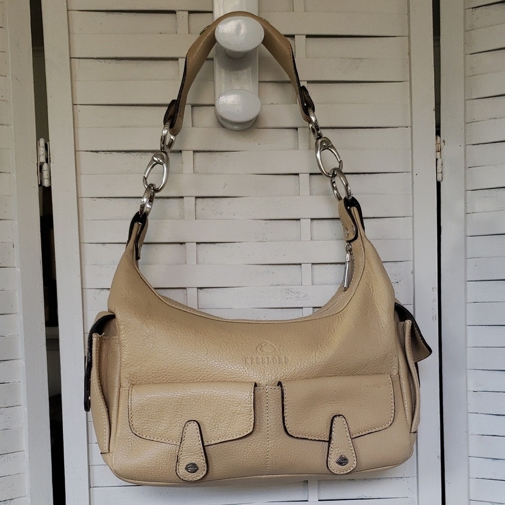 Beige Leather Shoulder Bag